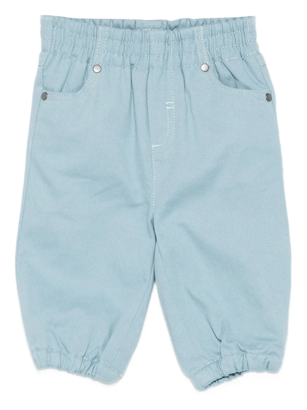 Stella McCartney Kids elastic-waist cotton trousers Blauw