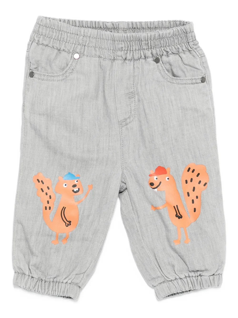 Stella McCartney Kids Broek met elastische taille en eekhoornprint Grijs
