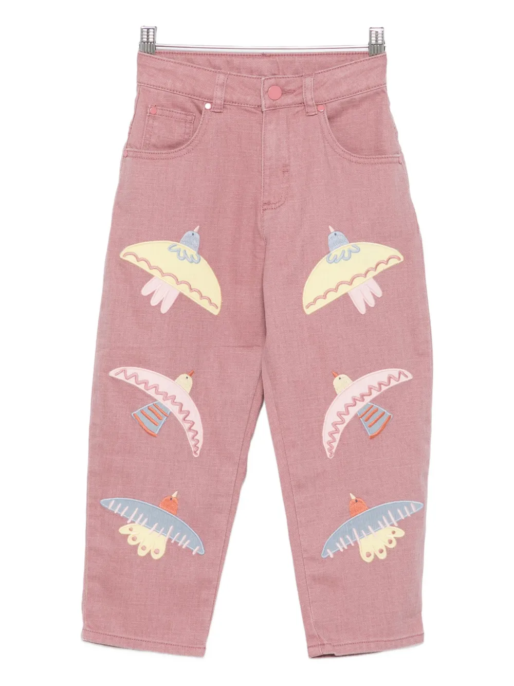 Stella McCartney Kids birds-embroidery jeans - Rosa