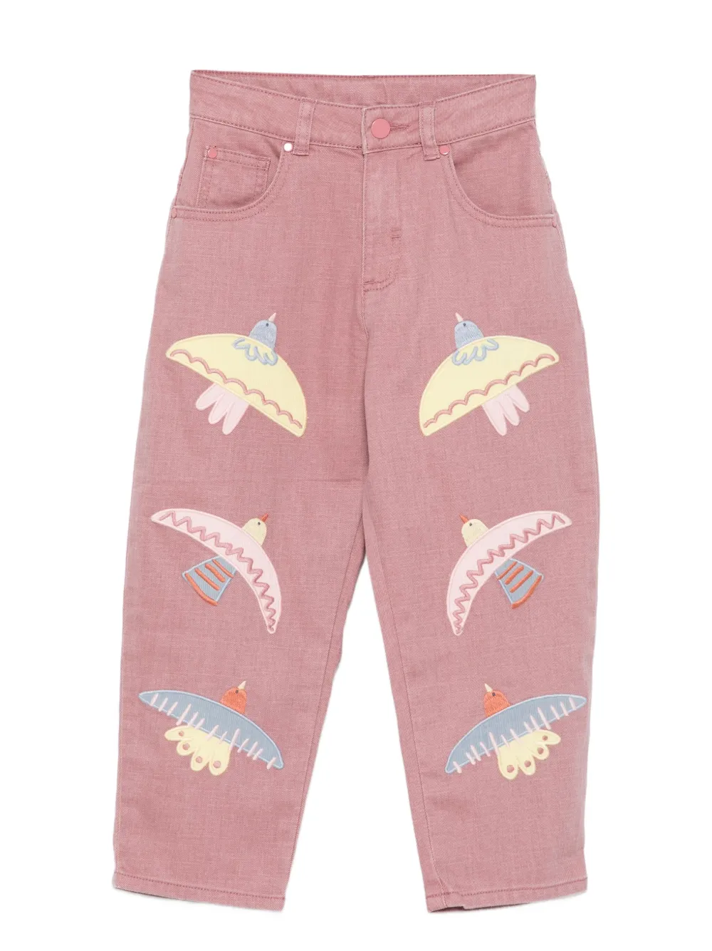 Stella McCartney Kids Jeans met geborduurde vogels Roze