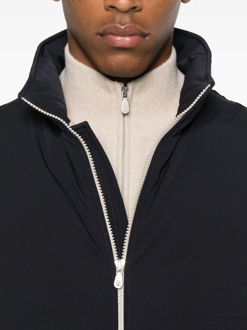 Brunello Cucinelli zip-fastening sleeveless vest Blauw