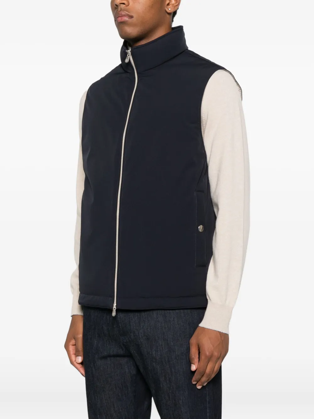Brunello Cucinelli zip-fastening sleeveless vest Blauw