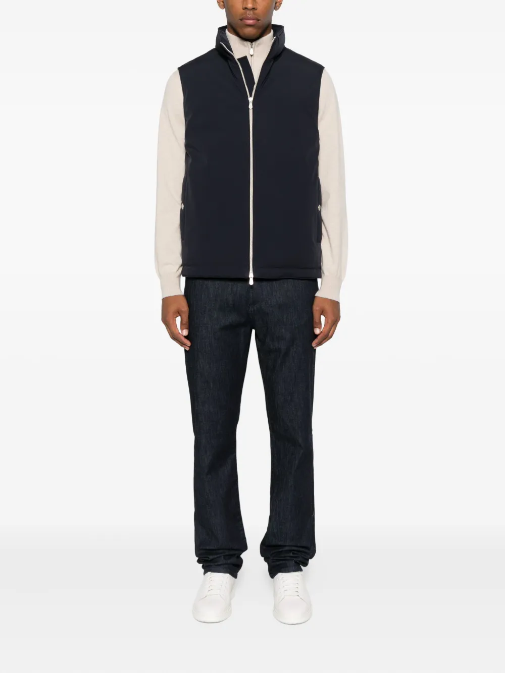 Brunello Cucinelli zip-fastening sleeveless vest Blauw