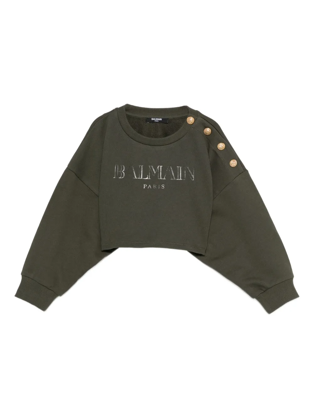 Balmain Kids logo-print button-detailed top Groen