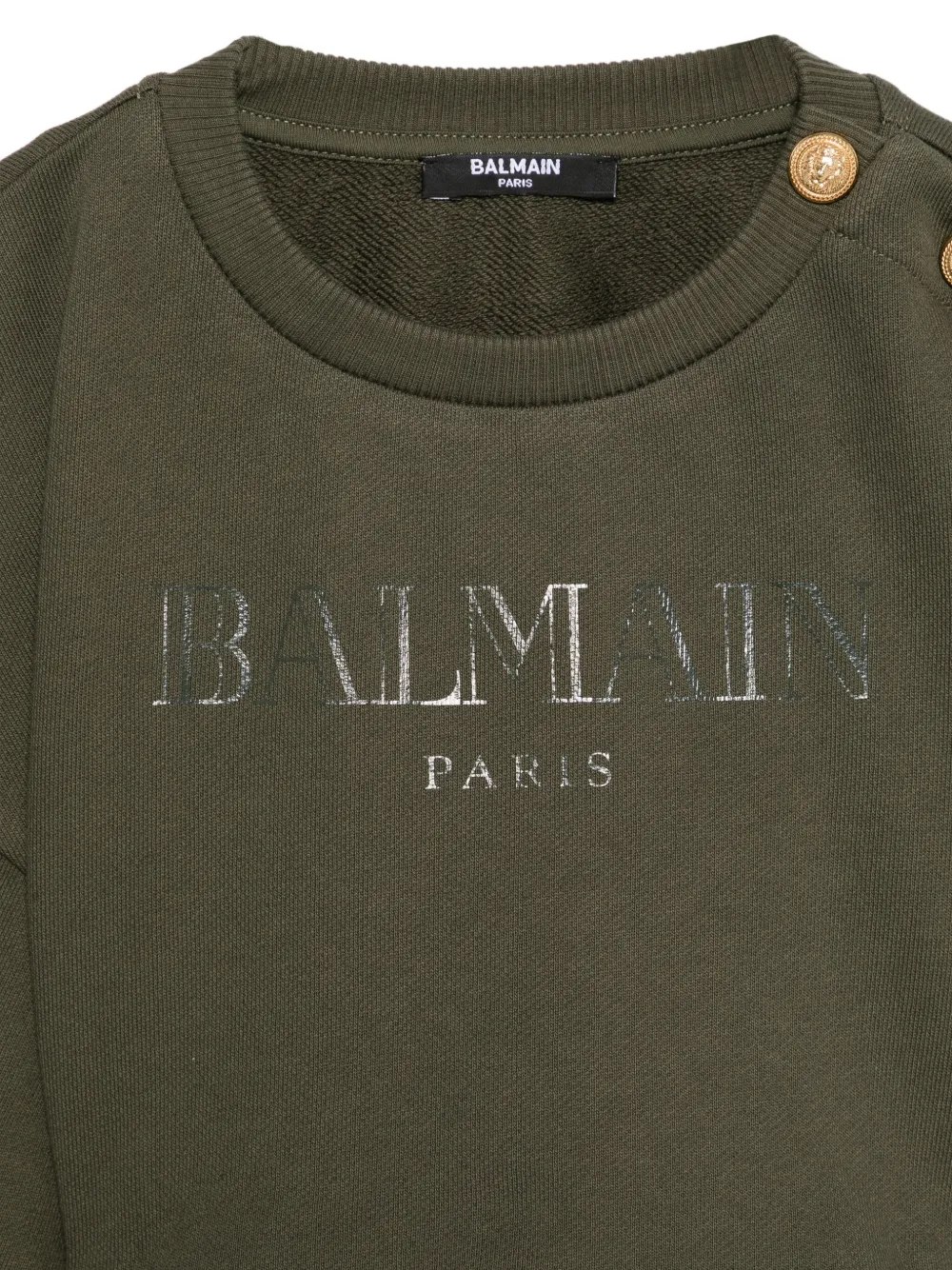 Balmain Kids Top met logoprint en knoopdetail Groen