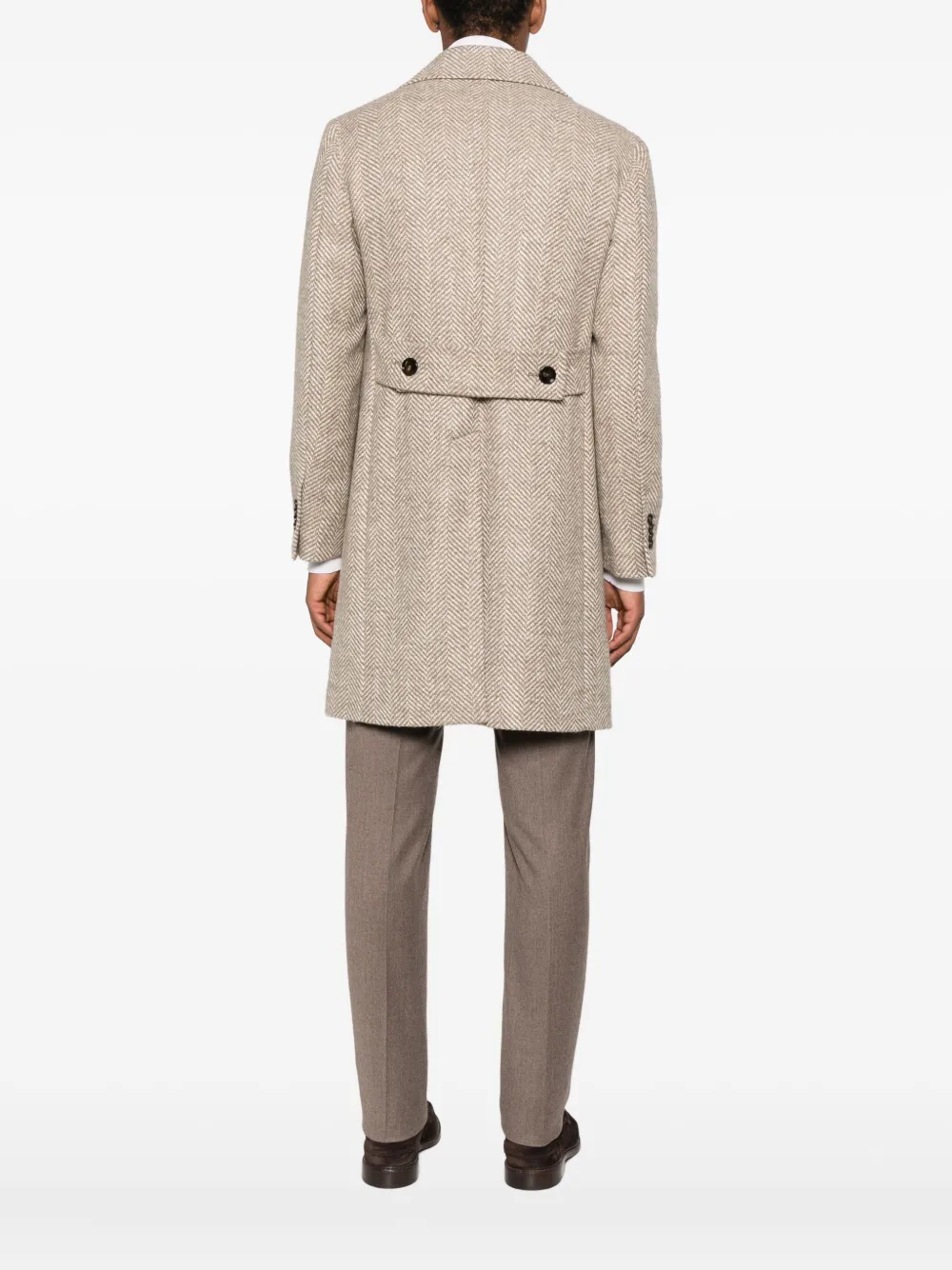 Tagliatore herringbone double-breasted coat Beige