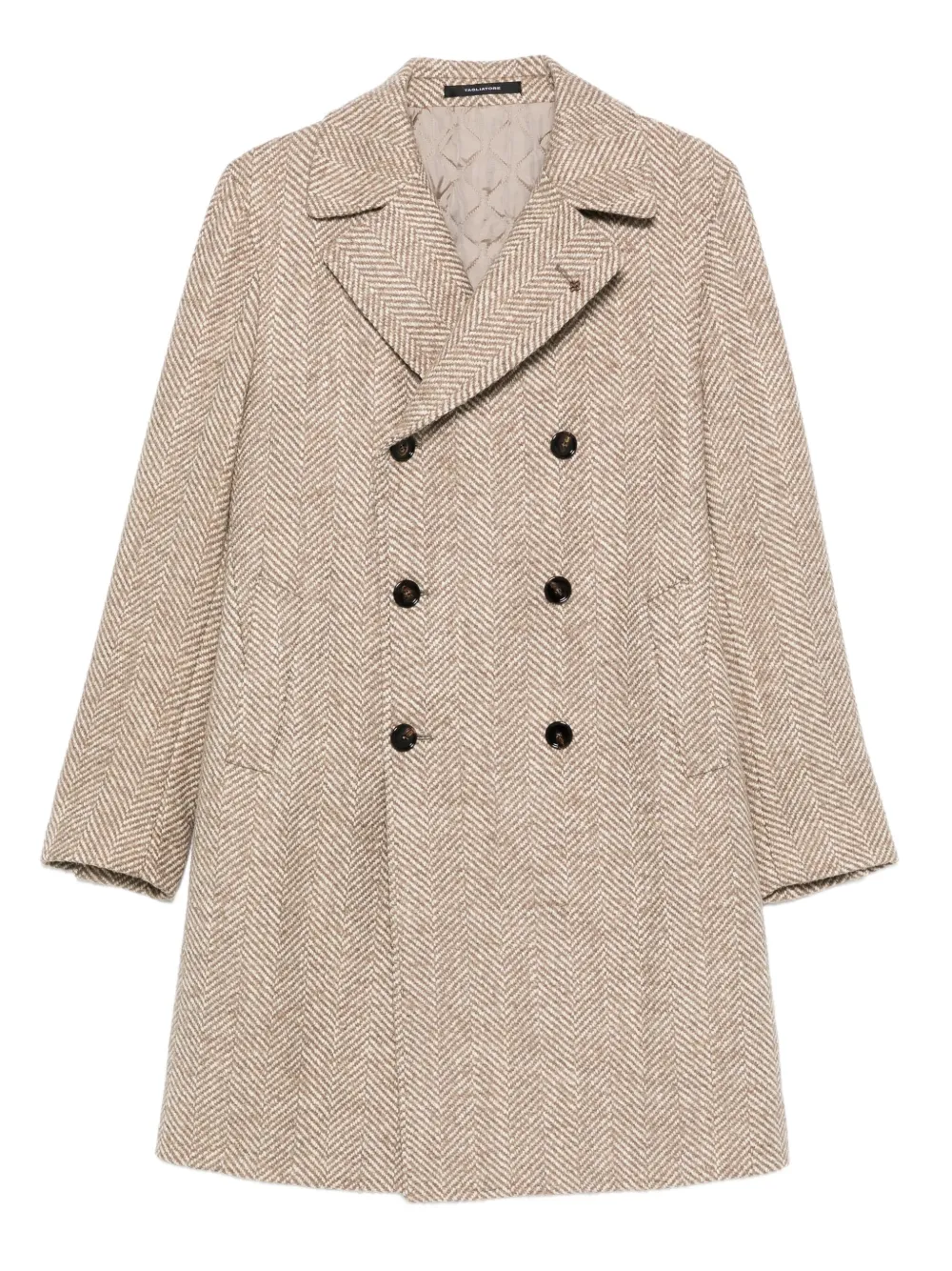 Tagliatore herringbone double-breasted coat Beige