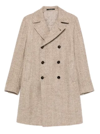 TAGLIATORE ダブルブレスト ヘリンボーンコート Tagliatore ヘリンボーン ダブルコート | ニュートラル | FARFETCH JP