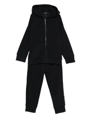 Ea7 Emporio Armani Conjunto De Agasalho Em Algodão | Preto