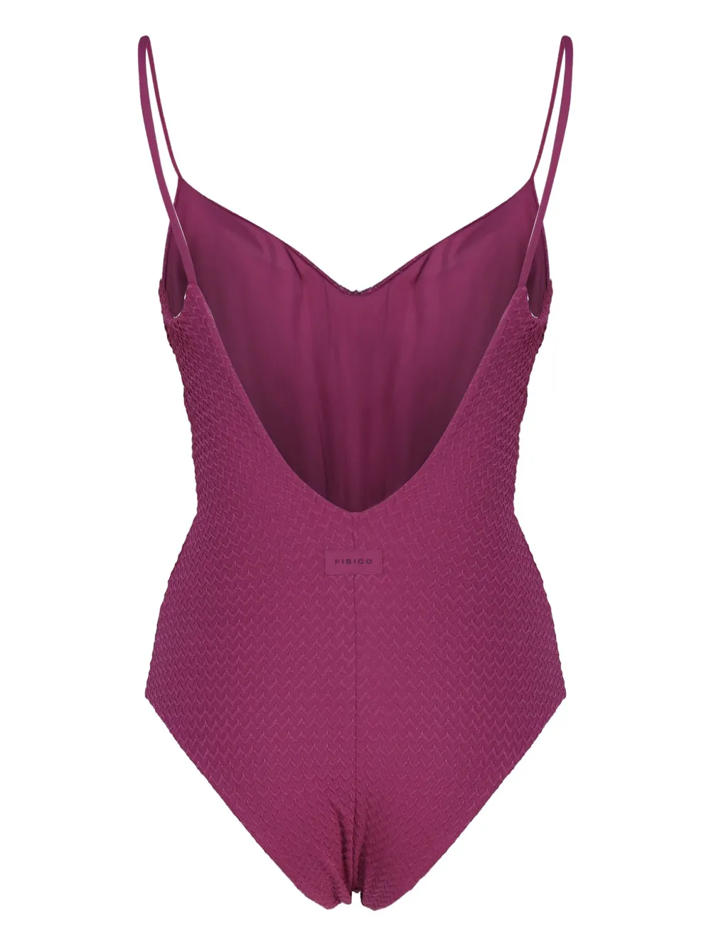 Fisico textured deep-back swimsuit Roze