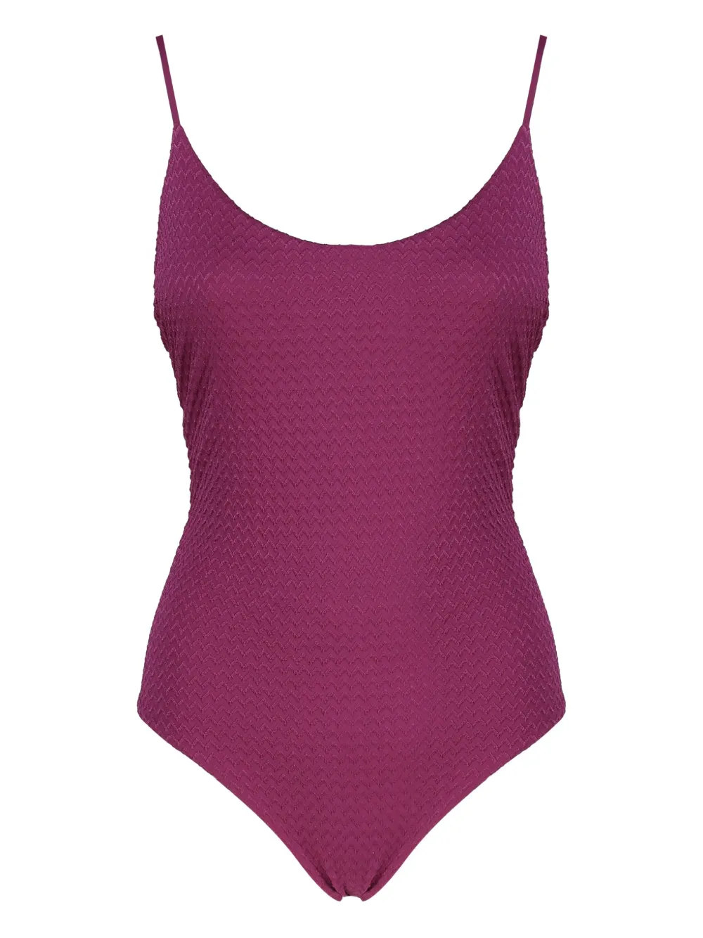 Fisico textured deep-back swimsuit Roze