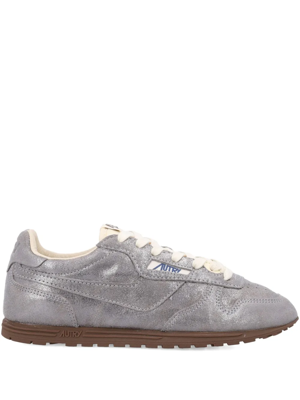 Autry Windspin metallic leather sneakers Silver