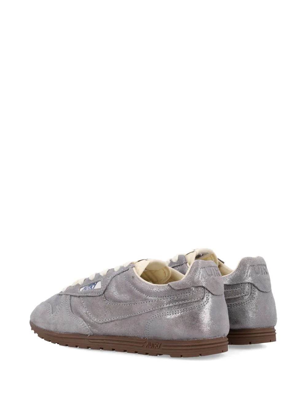 Autry Windspin metallic leren sneakers Zilver