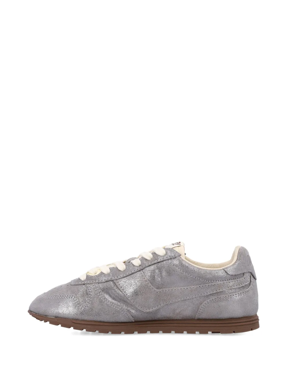 Autry Windspin metallic leren sneakers Zilver