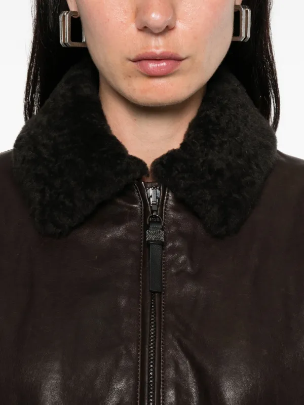 レザージャケット・コート BRUNELLO CUCINELLI SHEARLING COLLAR LEATHER JACKET Brunello Cucinelli shearling-collar Leather Jacket | Brown