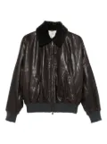 Brunello Cucinelli shearling-collar leather jacket - Brown
