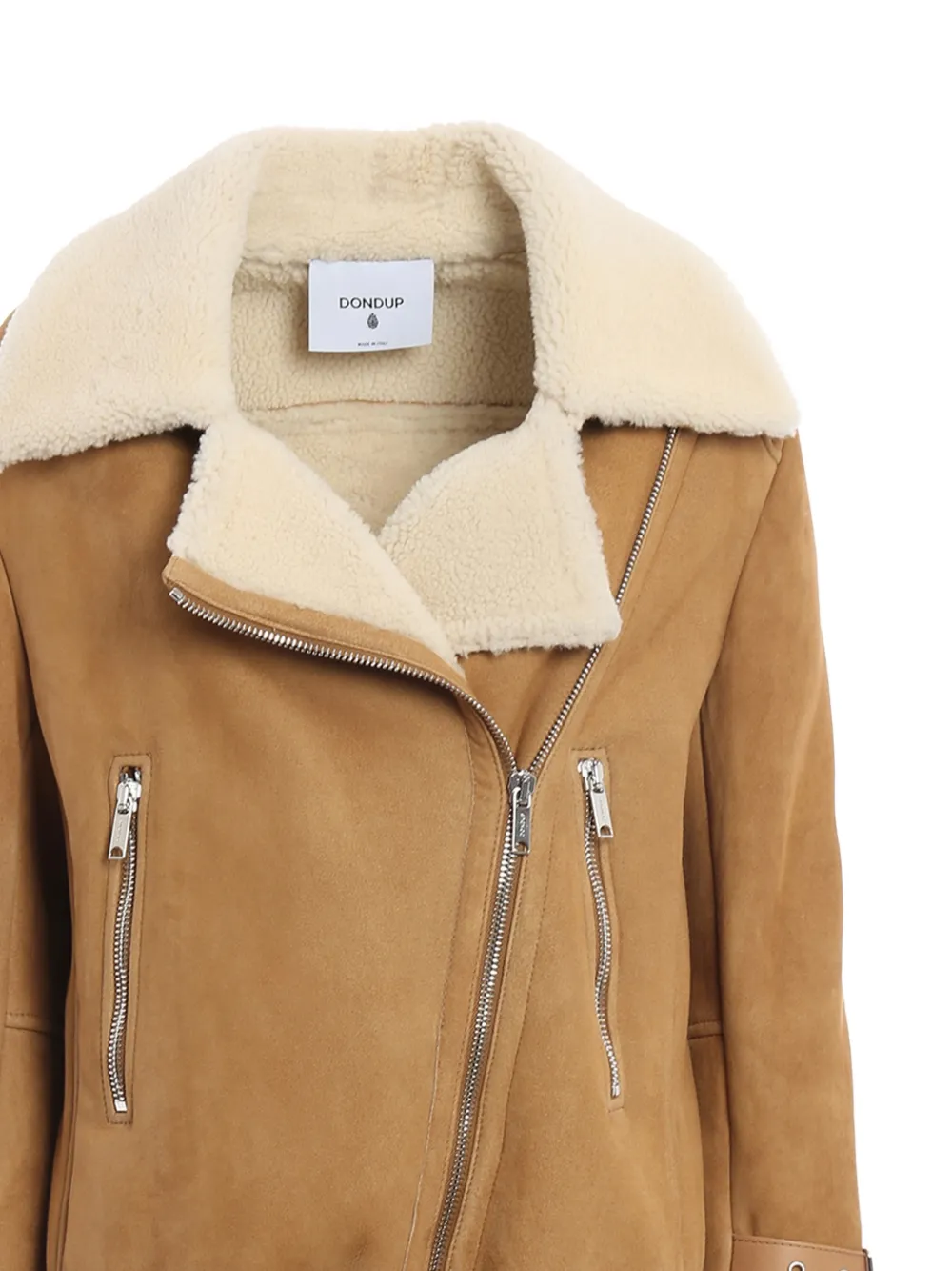  Dondup Shearling Belted Leather Jacket - Brown 