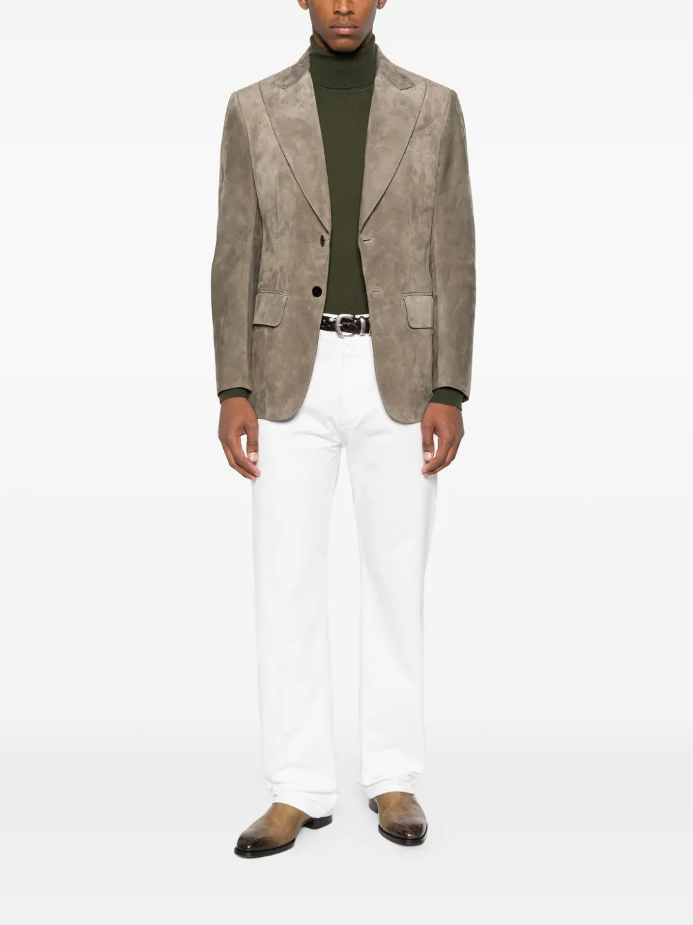 TOM FORD single-breasted suede blazer Grijs