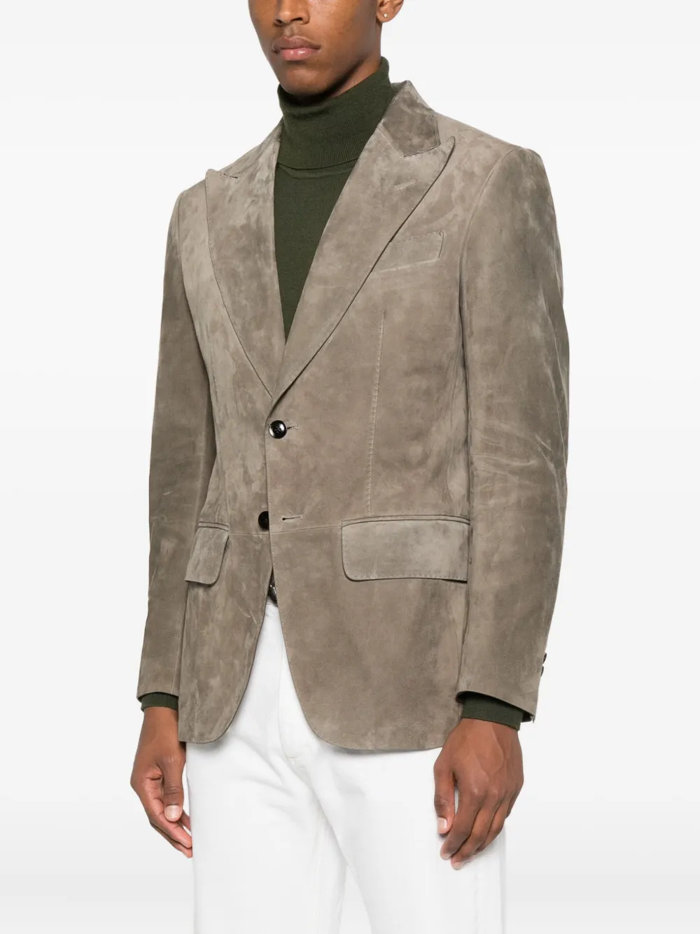 TOM FORD single-breasted suede blazer Grijs
