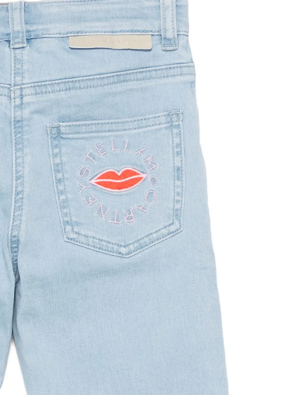 Stella McCartney Kids Jeans met geborduurde lippen Blauw