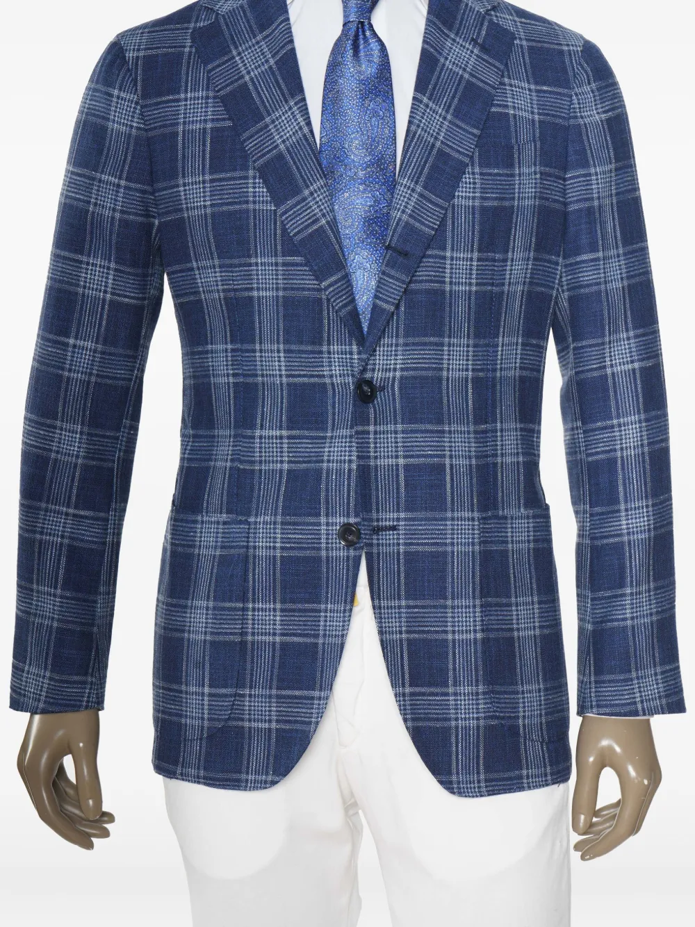 Sartorio Napoli Check-print Blazer In Blue