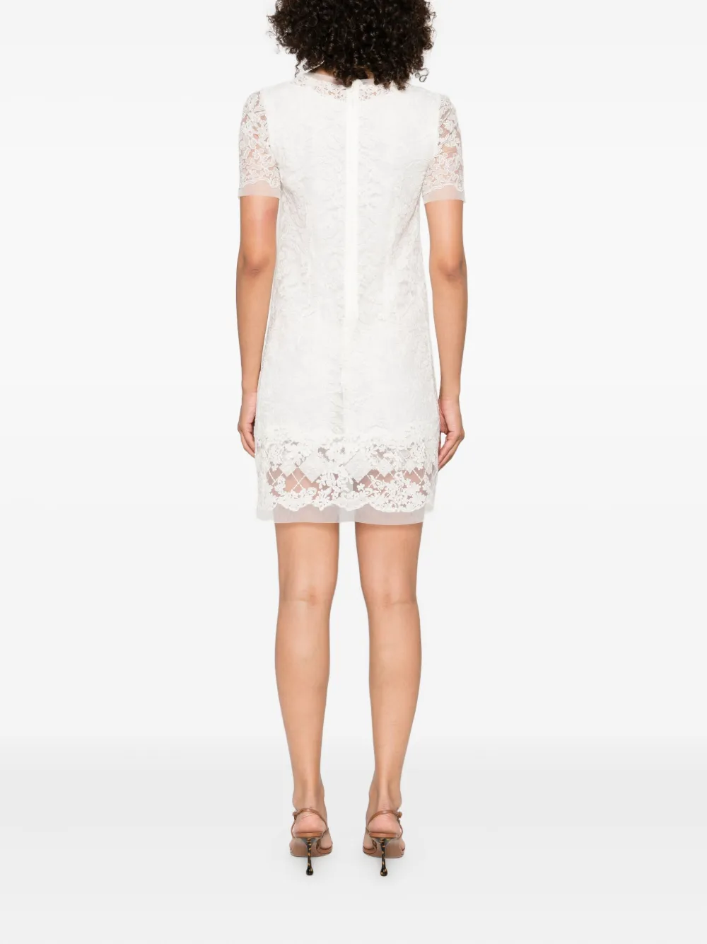 Ermanno Scervino lace-trimmed short-sleeved dress Wit