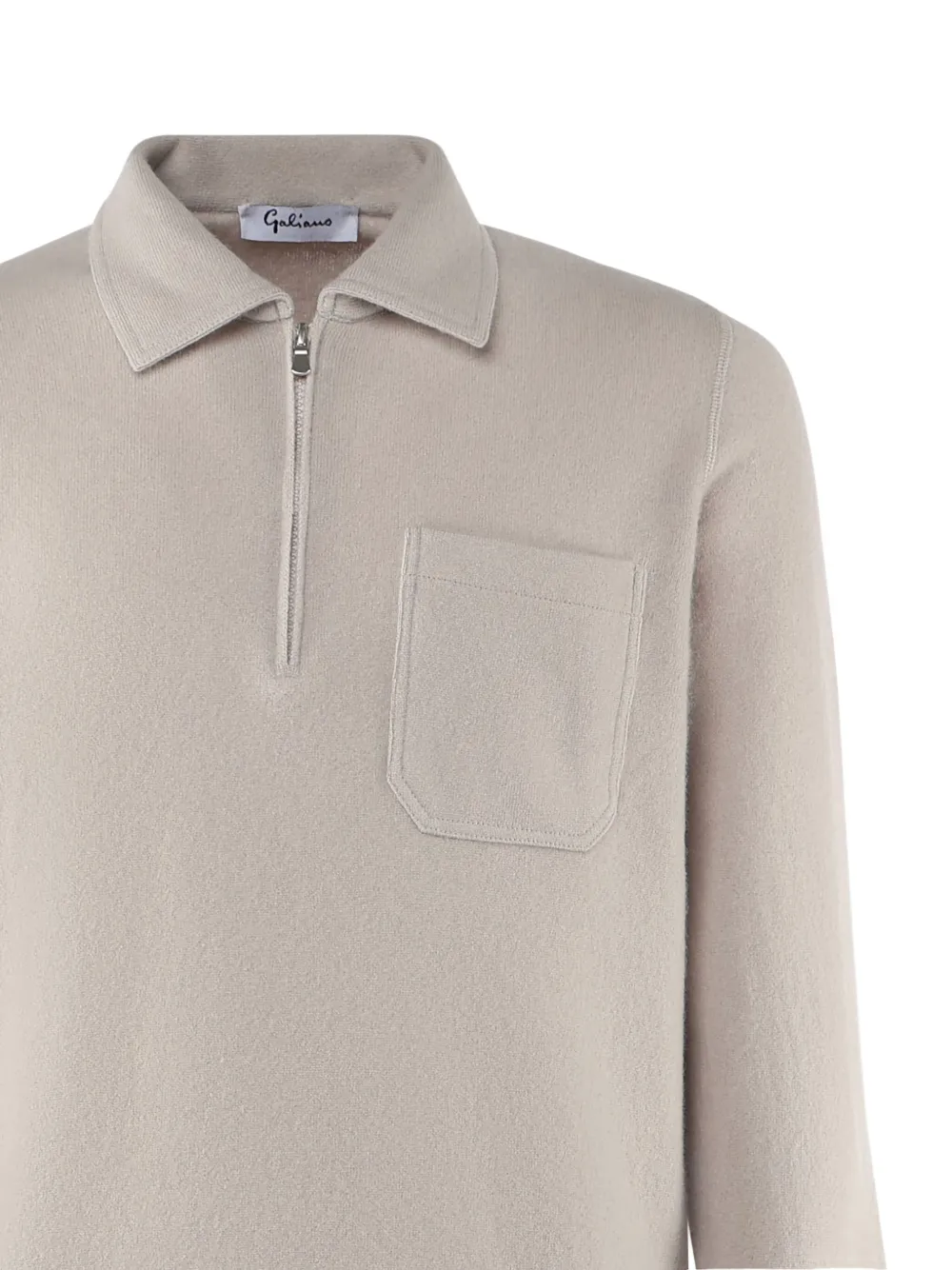 John Galliano Poloshirt met halve rits Beige