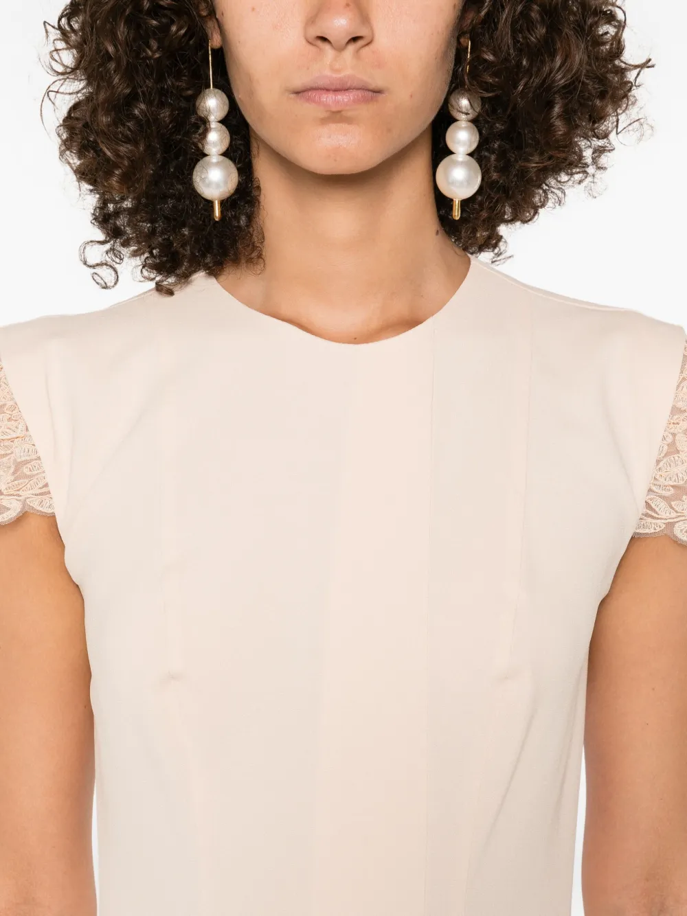 Ermanno Scervino lace-trimmed shift dress Roze
