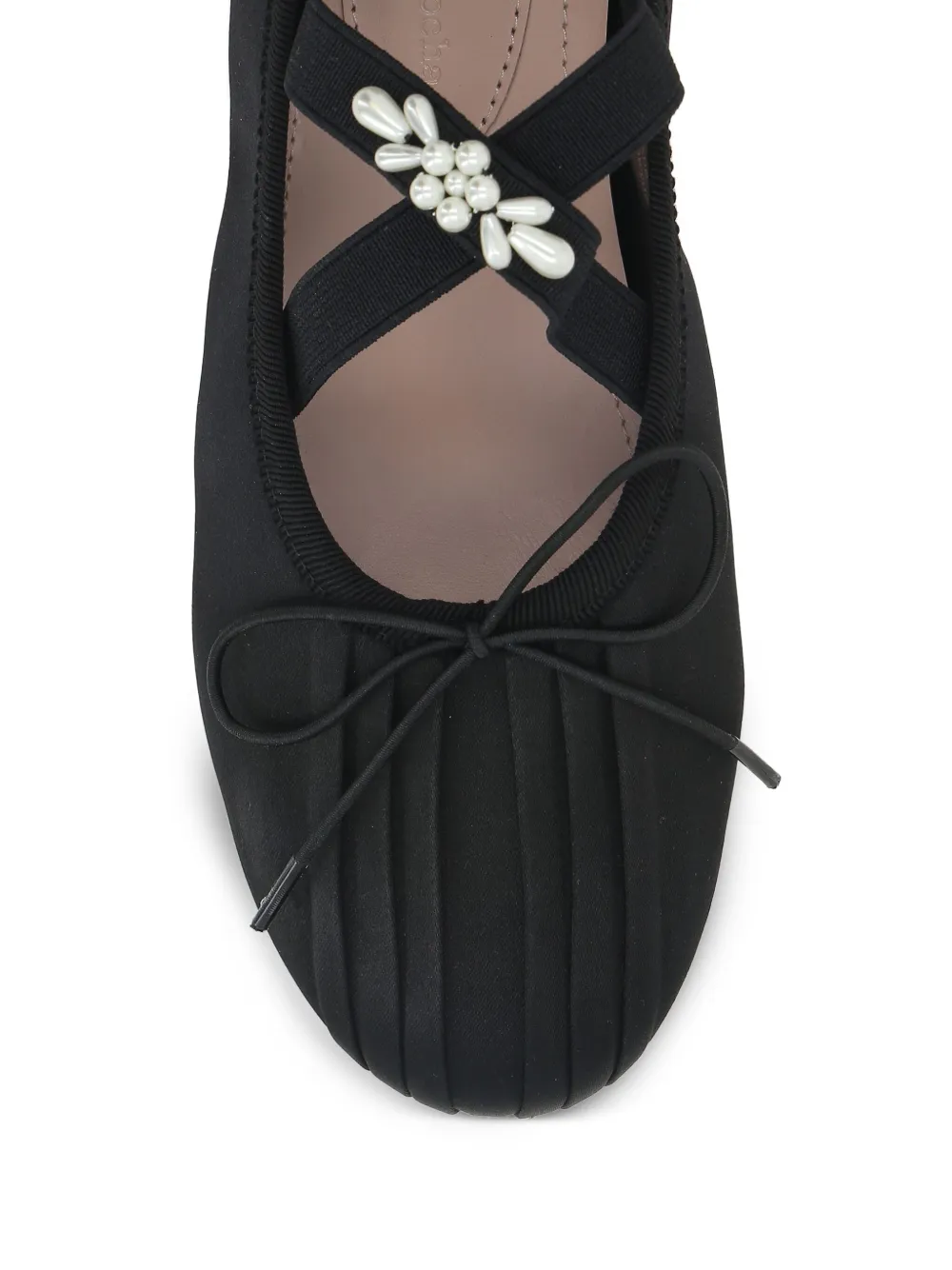 Simone Rocha fuax pearl-embellished ballet flats Zwart