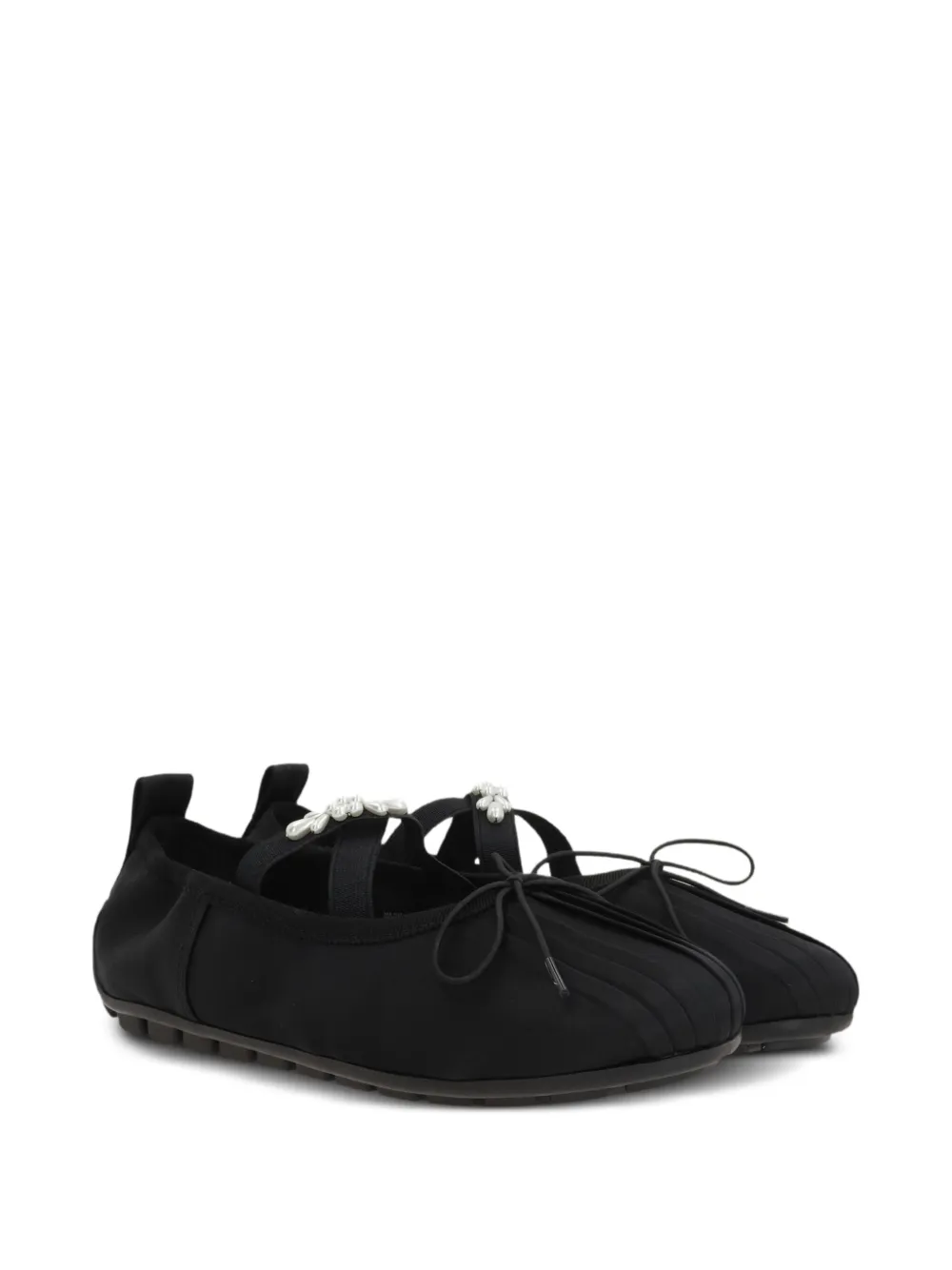 Simone Rocha fuax pearl-embellished ballet flats Zwart