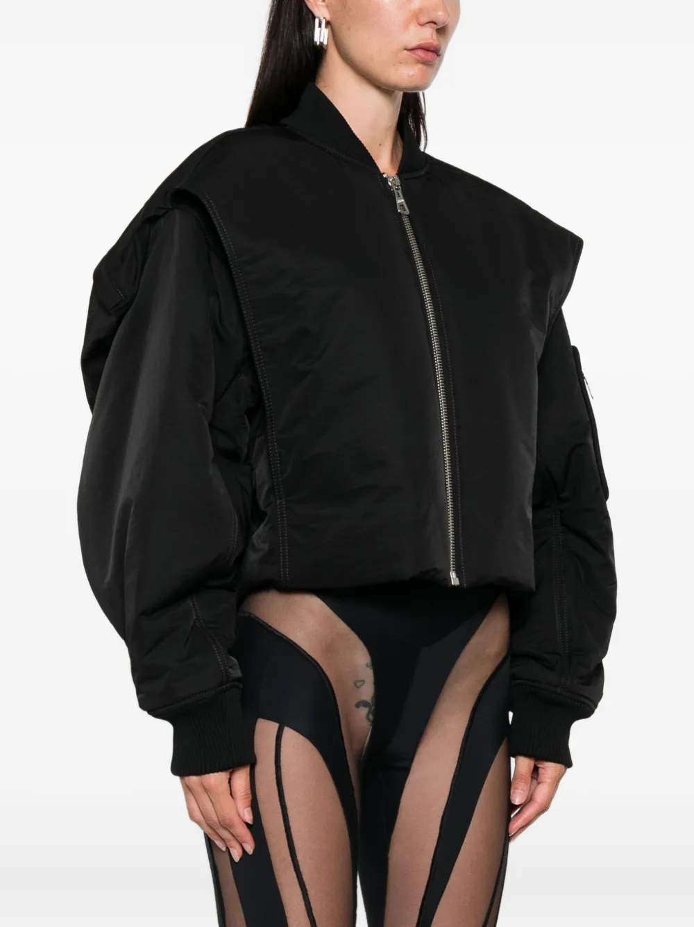 Jean Paul Gaultier zip-fastening cropped bomber jacket Zwart