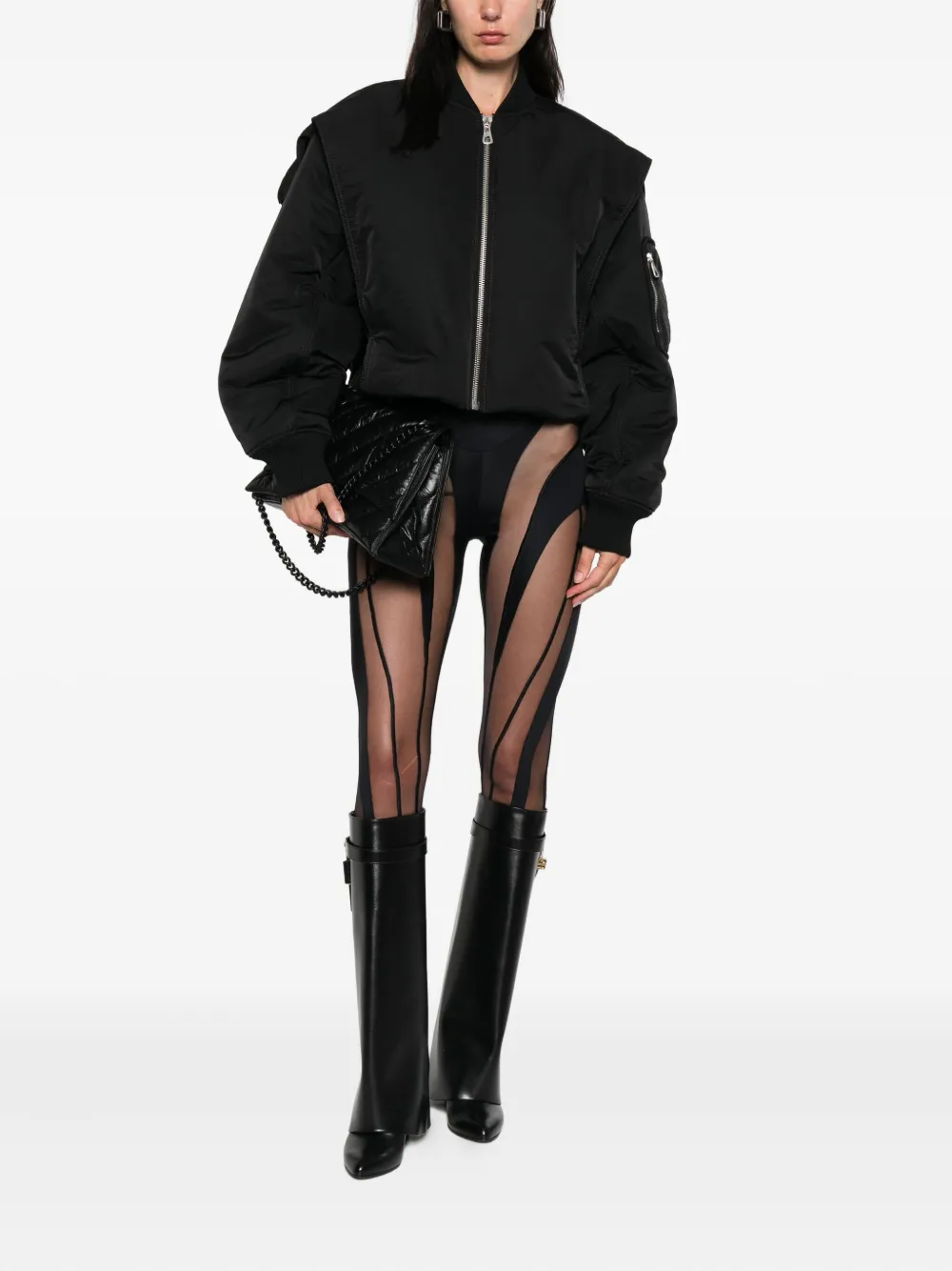 Jean Paul Gaultier zip-fastening cropped bomber jacket Zwart
