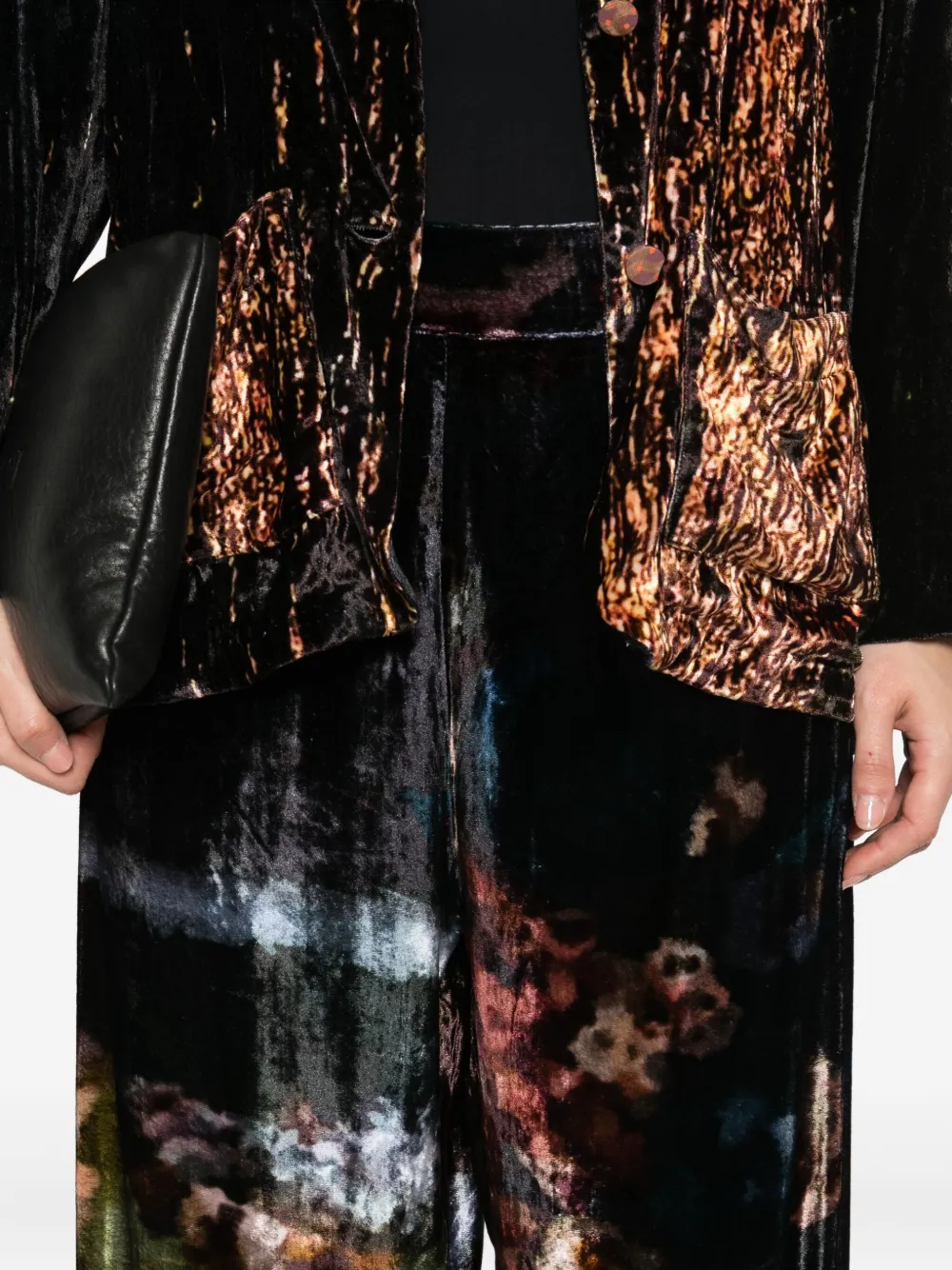 Yavi Silk Velvet Tie-dye Trousers In Multi