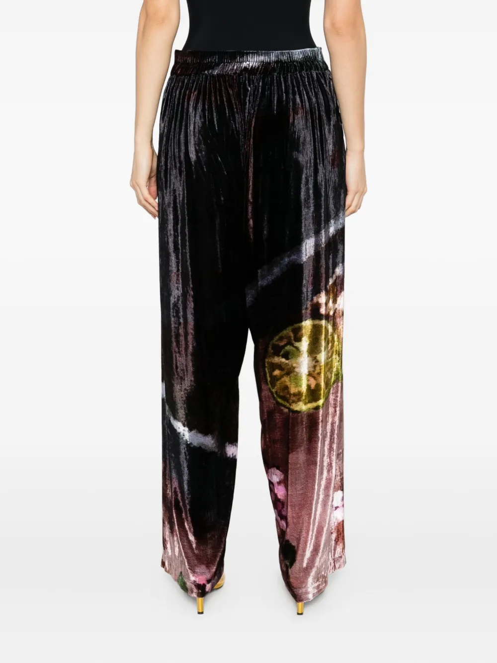 Yavi Silk Velvet Tie-dye Trousers In Multi