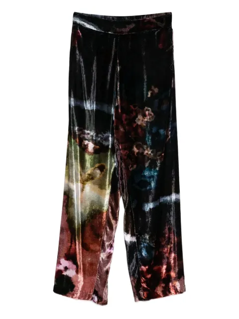 YAVI silk velvet tie-dye trousers