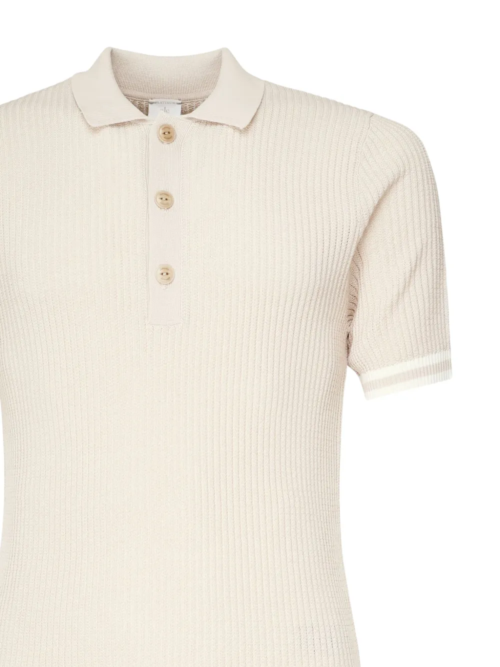 Eleventy Ribebreid poloshirt met knoop Beige