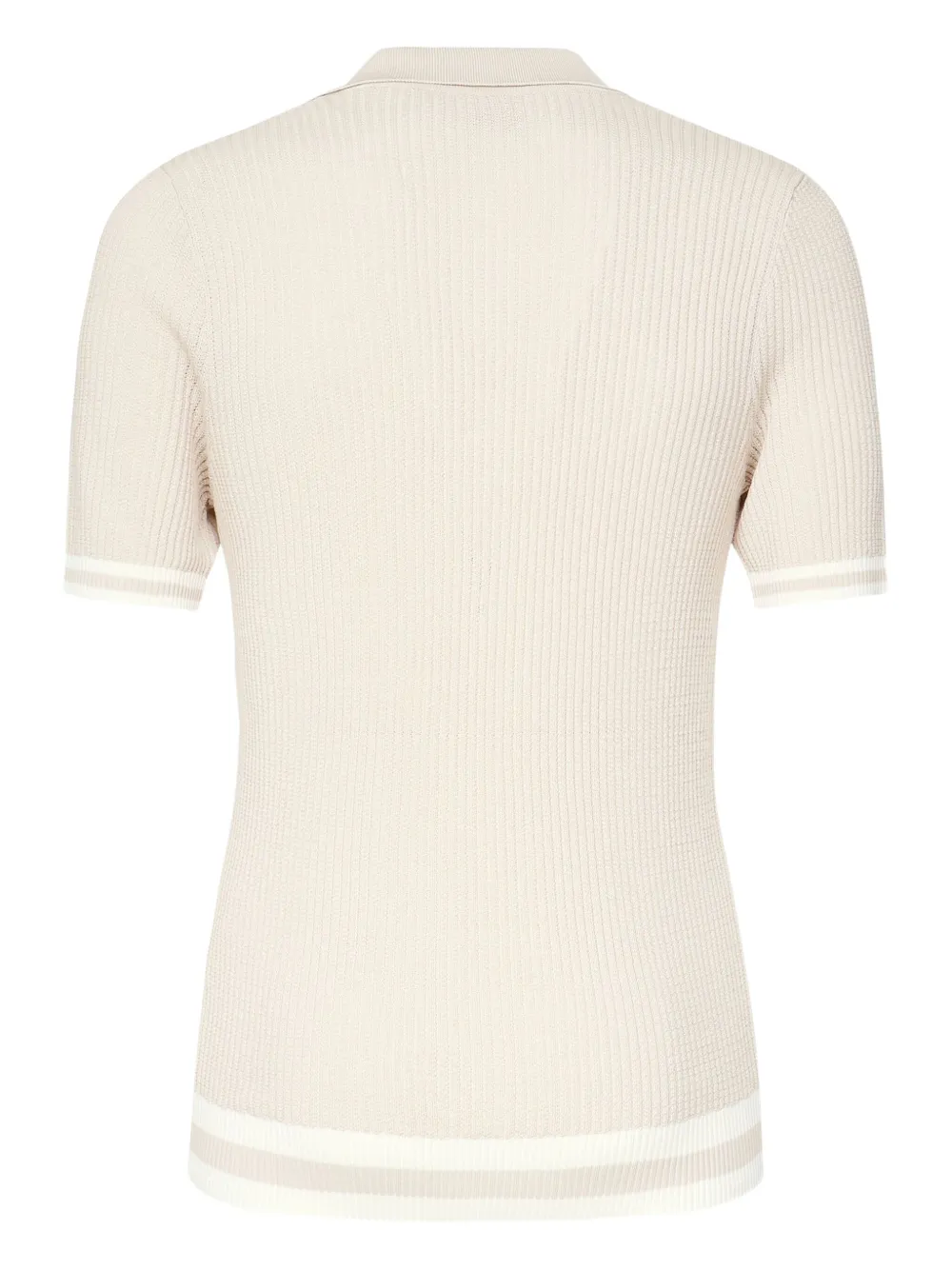 Eleventy Ribebreid poloshirt met knoop Beige