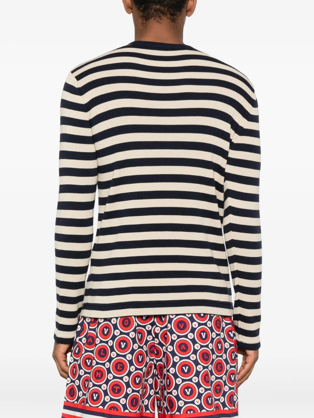 Valentino Garavani striped long-sleeve sweater Beige