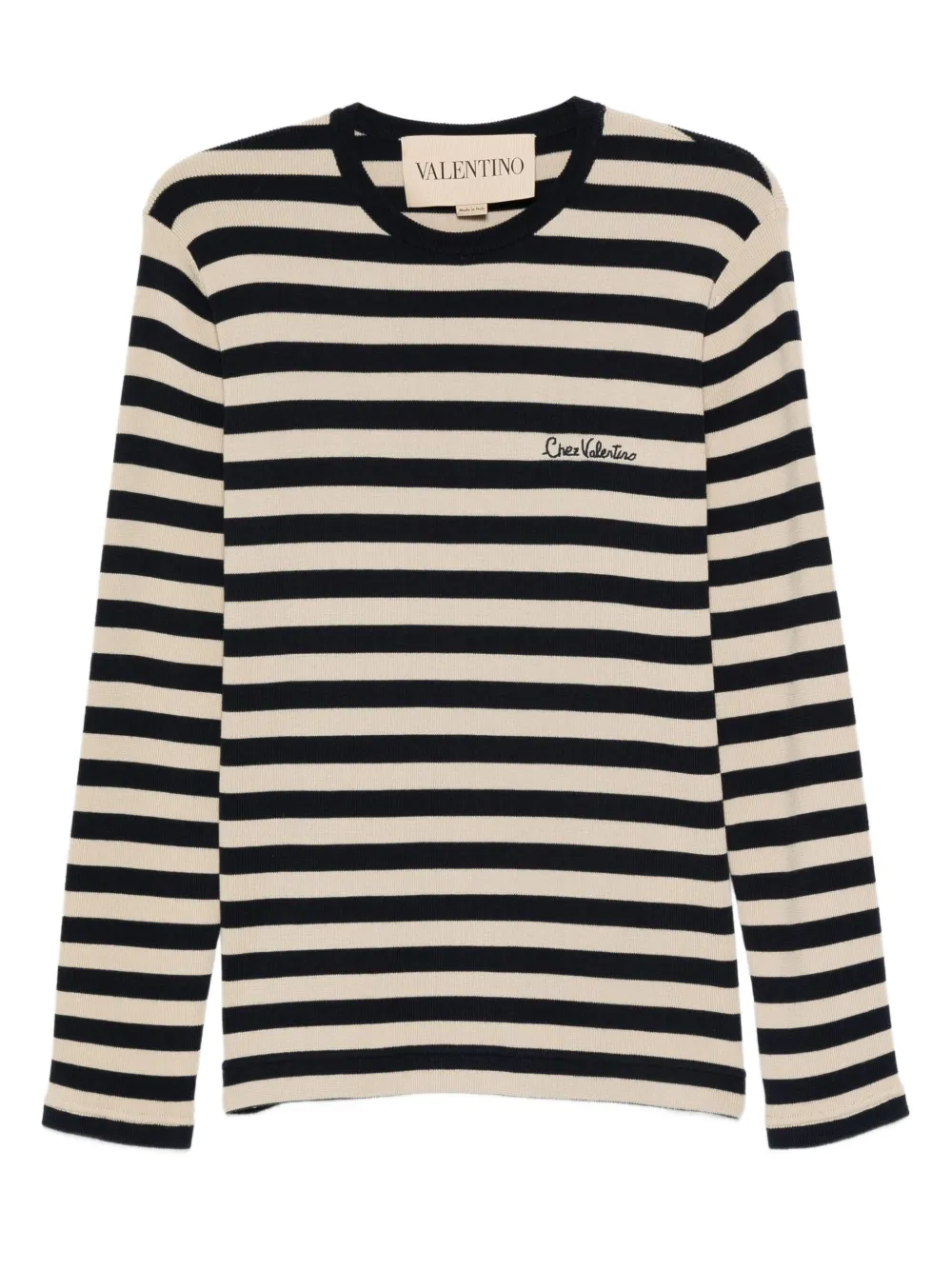 Valentino Garavani striped long-sleeve sweater Beige