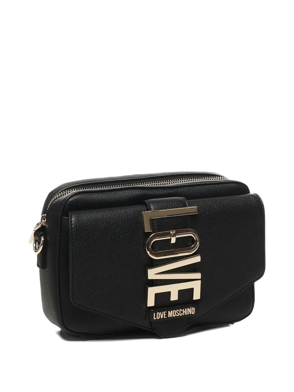 Love Moschino logo-plaque shoulder bag Zwart