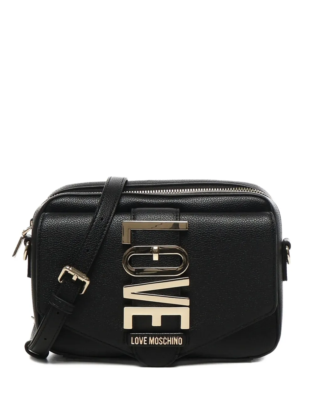 Love Moschino logo-plaque shoulder bag Zwart