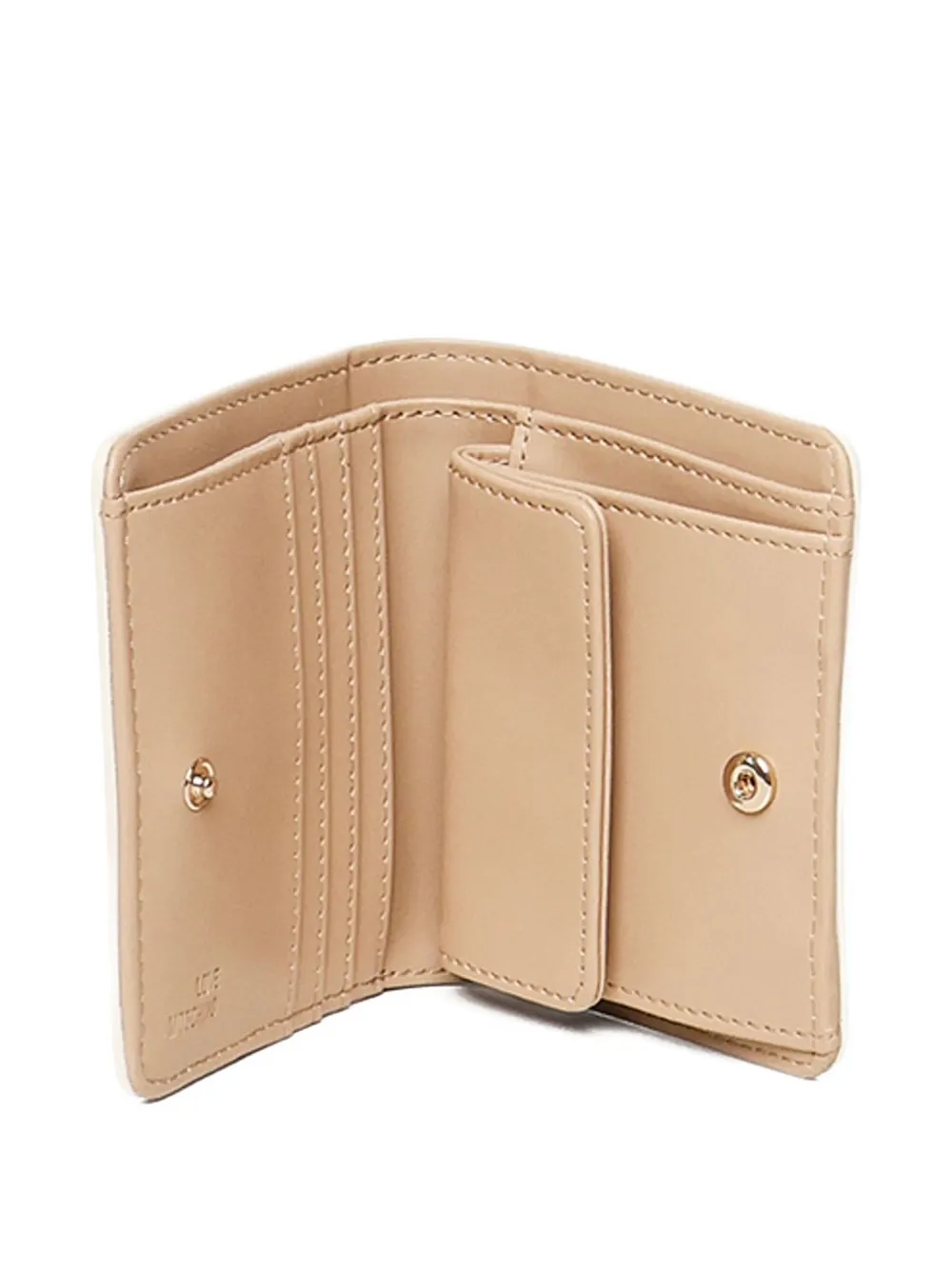 Love Moschino Portemonnee met drukknoop en logoplakkaat Beige