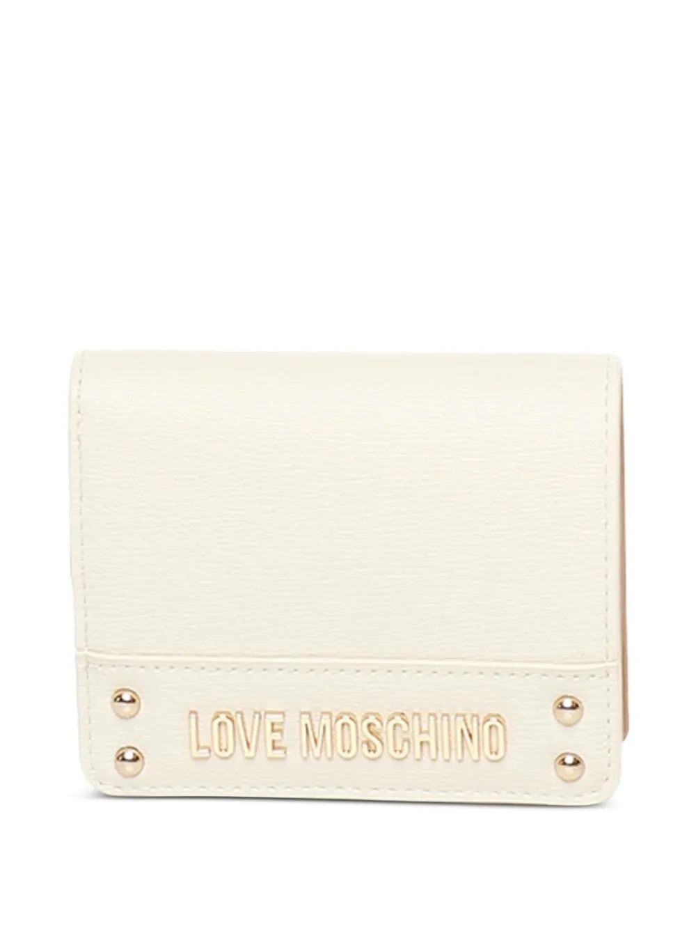 Love Moschino Portemonnee met drukknoop en logoplakkaat Beige