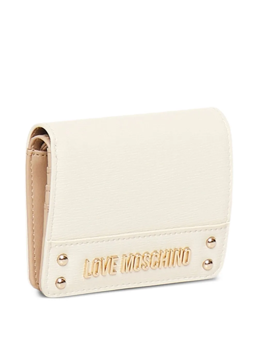 Love Moschino Portemonnee met drukknoop en logoplakkaat Beige