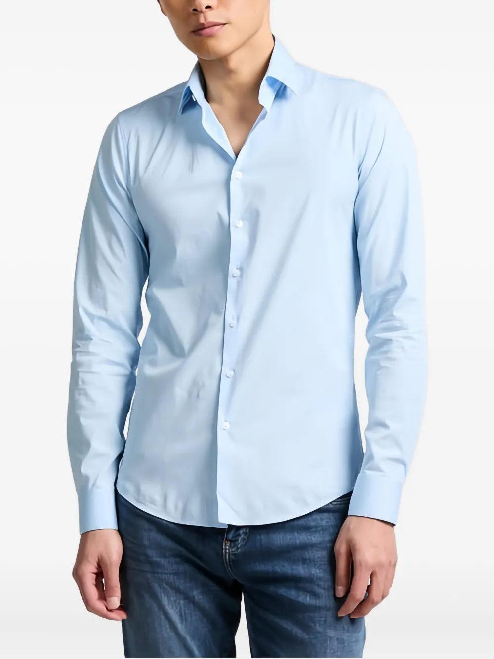 Calvin Klein Long-sleeve Button-down Shirt In Blue