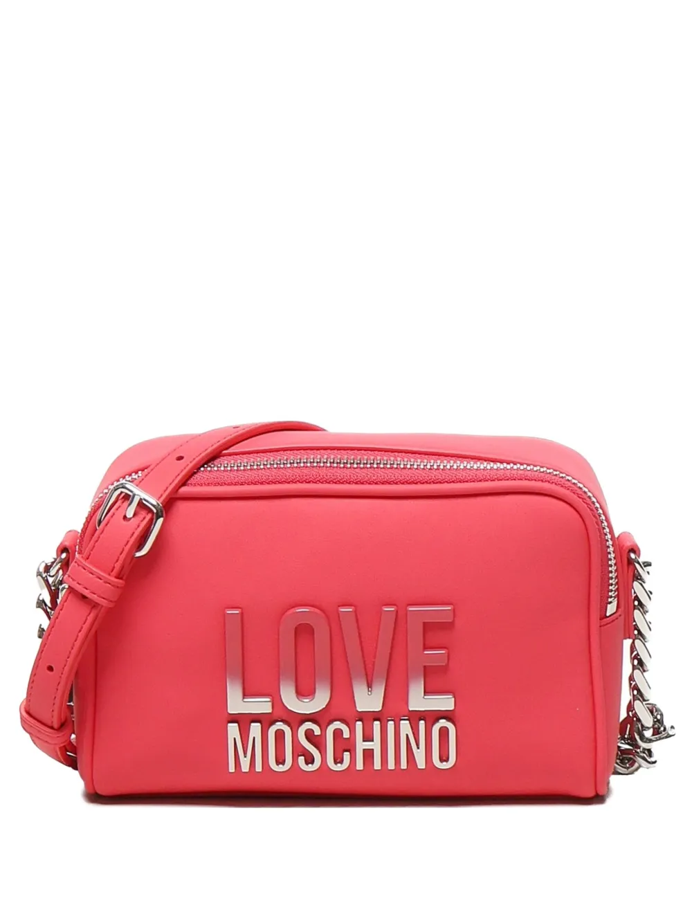 Love Moschino logo-plaque chain shoulder bag - ピンク Love Moschino logo-plaque chain shoulder bag - ピンク