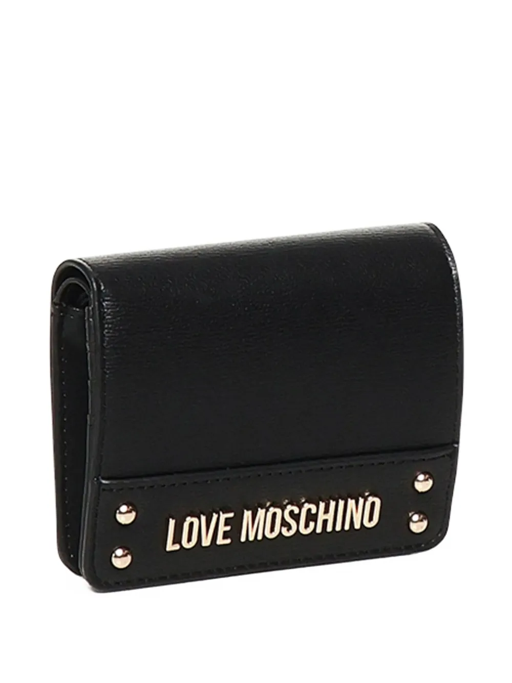 Love Moschino Portemonnee met logoplakkaat en studs Zwart