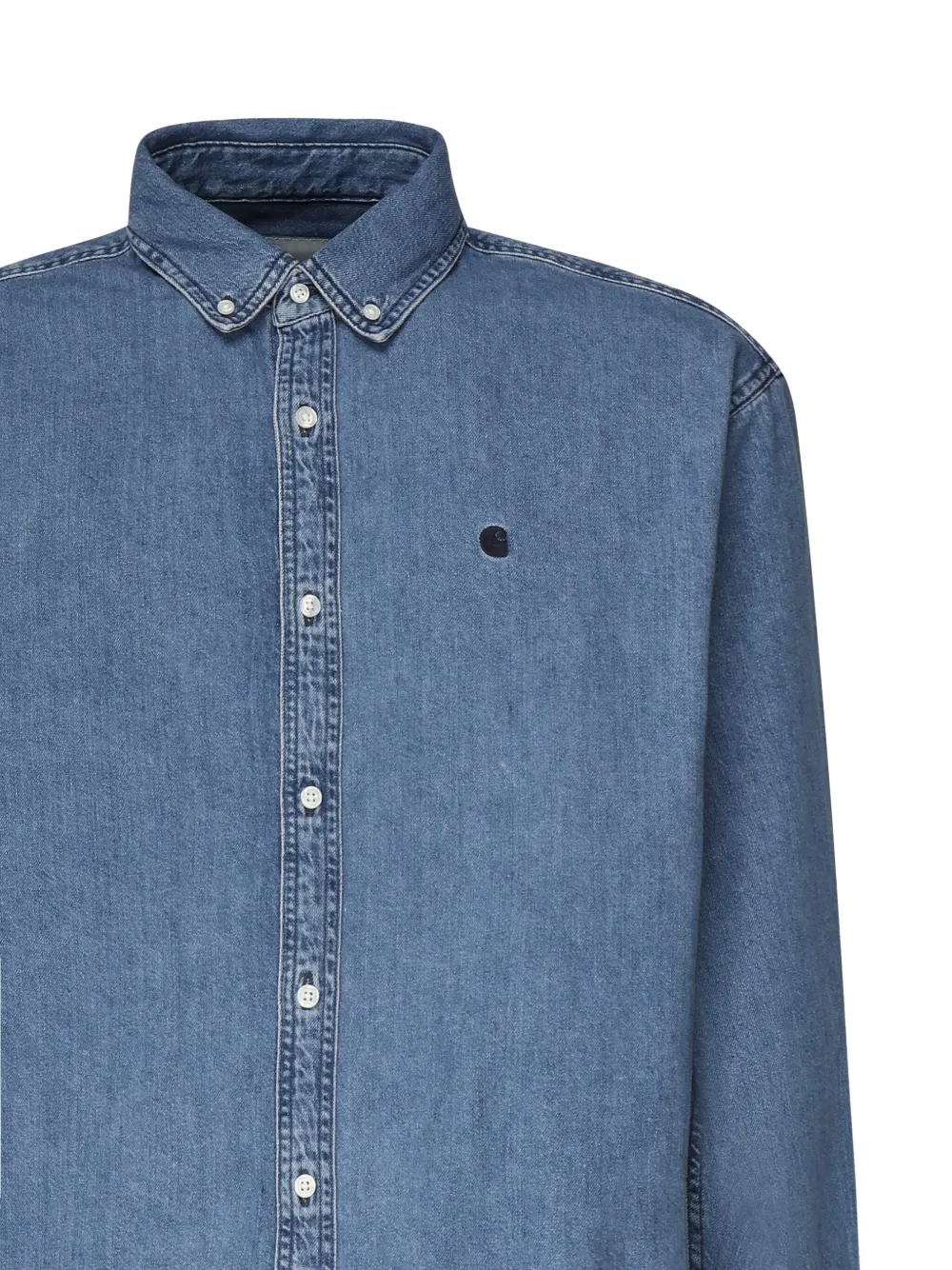 Carhartt WIP L S Lucas denim overhemd met geborduurd logo Blauw