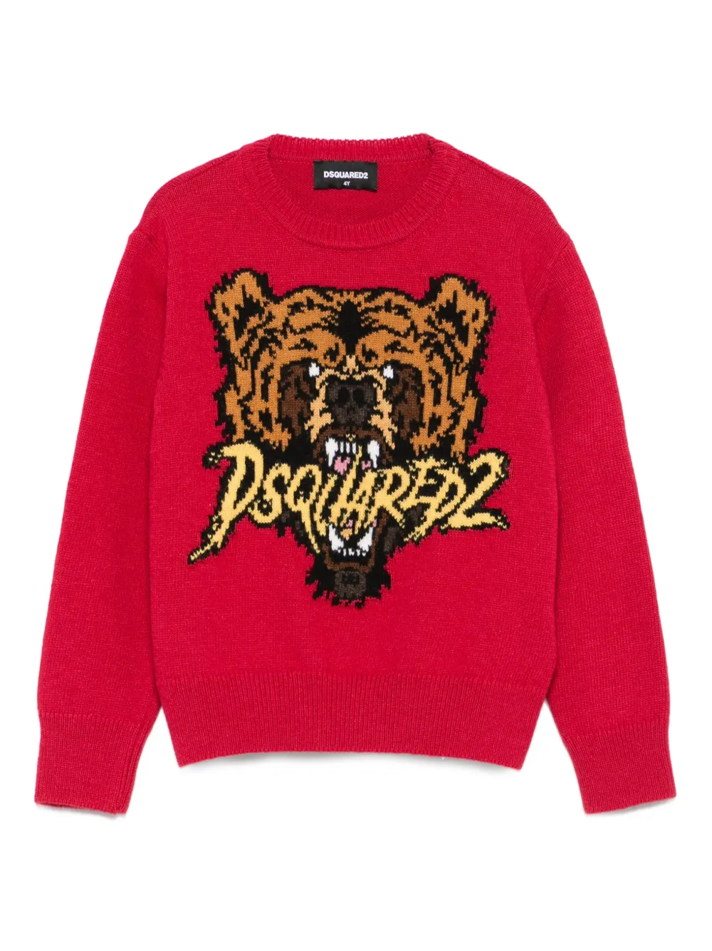 DSQUARED2 KIDS Trui met beerprint en ronde hals Rood