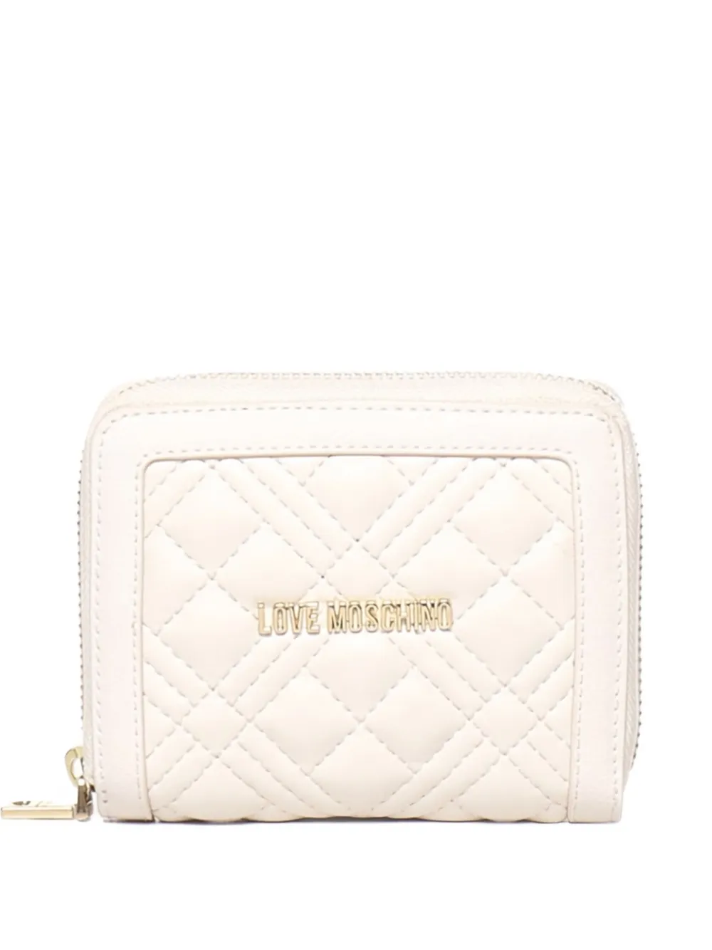 Love Moschino quilted padded zip wallet Wit
